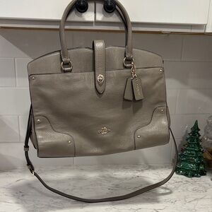 Coach Leather Handbag with Gold Details